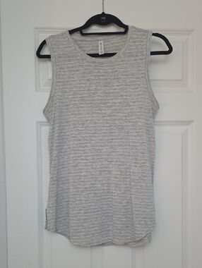 Athleta Light Gray Striped Sleeveless Tank